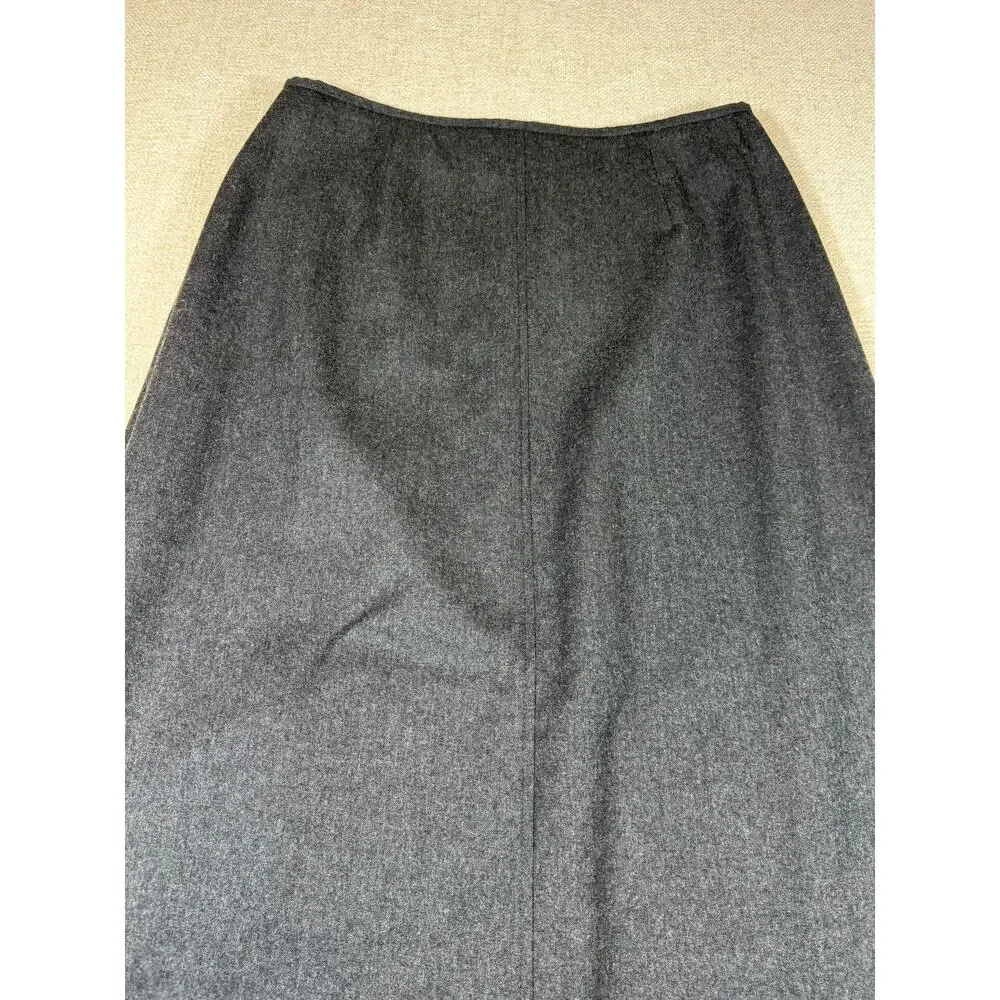 Talbots Women Gray 12 100% Wool A-Line Minimalist Classic Lined Midi Skirt